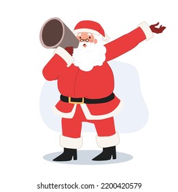 Santa claus está usando megáfono. anuncio. Venta de invierno .Ilustración vectorial.
