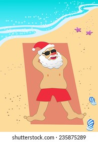 Santa Claus vacation on the beach