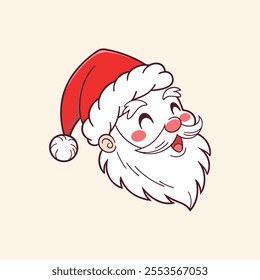 Santa Claus with various expressions. Humorous cartoon character, vector illustration.