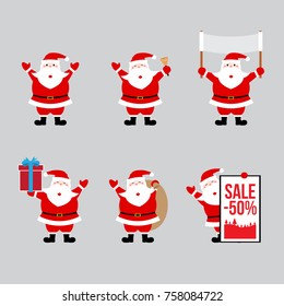 Santa Claus in various style and position for celebrate christmas mascot