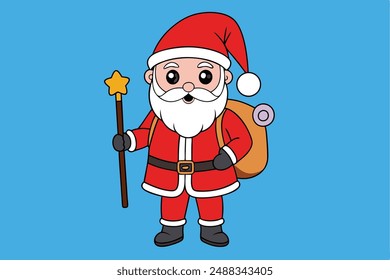 Santa Claus vector in cartoon, clipart, and line art styles for festive designs. Santa Claus Vector Illustration Cartoon, Clipart and Line Art Design.