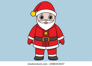 Santa Claus vector in cartoon, clipart, and line art styles for festive designs. Santa Claus Vector Illustration Cartoon, Clipart and Line Art Design.