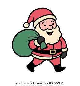 Santa claus vector Christmas illustrations. Cute Santa Claus handrawn simple vector on white background