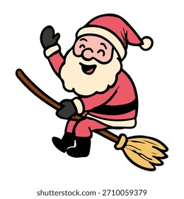 Weihnachtsmann Vektorgrafiken Weihnachten. Niedlicher Weihnachtsmann, handgezeichnet, einfacher Vektor auf weißem Hintergrund
