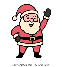 Ilustraciones de Navidades de Vector de Papá Noel. Vector simple dibujado a mano lindo de Santa Claus sobre fondo blanco