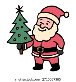 Ilustraciones de Navidades de Vector de Papá Noel. Vector simple dibujado a mano lindo de Santa Claus sobre fondo blanco