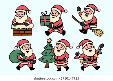 Ilustraciones de Navidades de Vector de Papá Noel. Vector simple dibujado a mano lindo de Santa Claus
