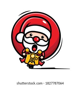 diseño vectorial de santa claus en motocicleta
