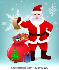 santa claus vector design and tree and gift shop, cartoon ball