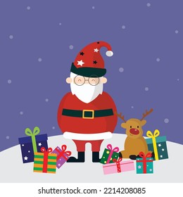Santa Claus Vector Design for Xmas with gifts 