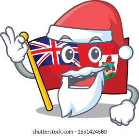 santa claus vector flag bermuda cartoon on pole