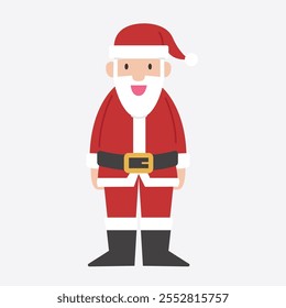 Vector de Santa Claus. Icono de la etiqueta engomada de Santa Claus de las Navidades de la historieta, Ilustración vectorial aislada, vista delantera. Santa Claus de sonrisa