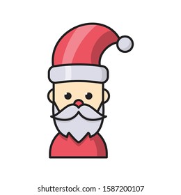 Santa claus  vector flat color line icon 