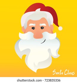 Santa Claus vector happy face. Santa Claus funny cartoon sticker character. Greeting christmas card. -stock vector