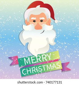 Santa Claus vector happy face. Santa Claus funny cartoon sticker character. Greeting christmas card. -stock vector