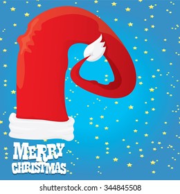Santa Claus vector hat. merry christmas card or xmas background with stars . vector illustration