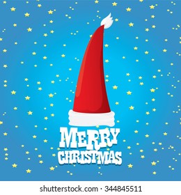 Santa Claus vector hat. merry christmas card or xmas background with stars . vector illustration