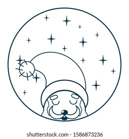Santa Claus vector icon, round sticker.