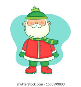 Santa Claus. Vector illustration in cartoon style. Isolated on white background. Vector image for new year's day, christmas, decoration,winter. 