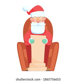Santa Claus. Vector illustration in cartoon style. Isolated on white background. Vector image for new year's day, christmas, decoration, winter. 