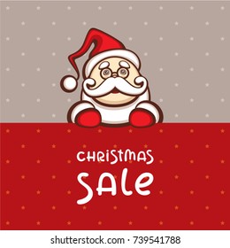 Santa Claus vector illustration. Christmas cartoon character. Christmas sale. Advertising template for winter offer.