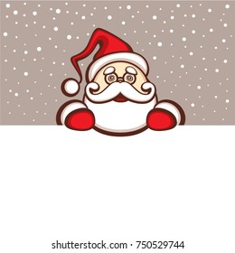 Santa Claus vector illustration. Christmas cartoon character. Advertising template for winter offer. Place for your text. Template for greeting card.