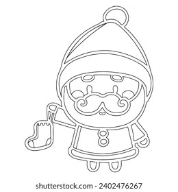 santa claus vector illustration, for coloring book and sticker