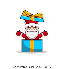 diseño de ilustración vectorial de santa claus a partir de una caja de regalo