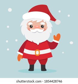 Santa Claus. Ilustración vectorial. Carácter plano. Santa claus le da la mano.

