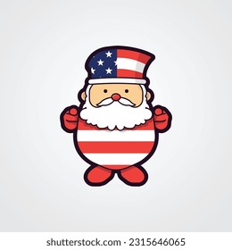 Santa Claus Vector Illustration Flat Grey Background Design 