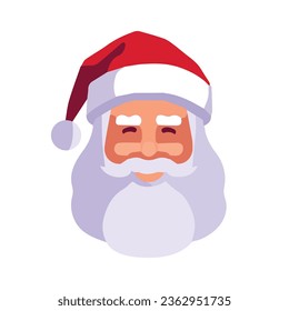 Santa claus vector illustration, flat santa clauss head christmas avatar icon vector art isolated on a white background