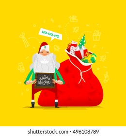 Santa Claus vector illustration. Funny situation with old man character