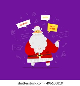 Santa Claus vector illustration. Funny situation with old man character