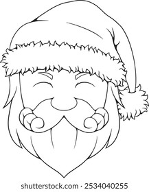 Santa Claus vector illustration with line art, simple colors, and full colors