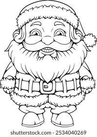 Santa Claus vector illustration with line art, simple colors, and full colors