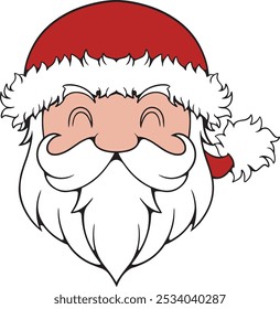 Santa Claus vector illustration with line art, simple colors, and full colors