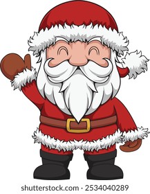 Santa Claus vector illustration with line art, simple colors, and full colors