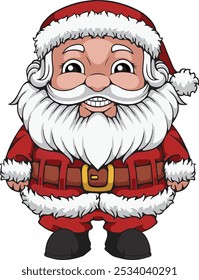 Santa Claus vector illustration with line art, simple colors, and full colors