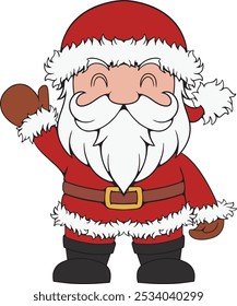 Santa Claus vector illustration with line art, simple colors, and full colors