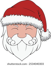 Santa Claus vector illustration with line art, simple colors, and full colors