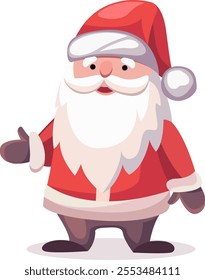 Santa Claus vector illustration. Merry Christmas and Happy New Year greeting concept. Cartoon Christmas Santa Claus isolated illustration. Santa with mustache and beard, old man in red clothes