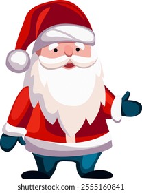 Santa Claus vector illustration. Merry Christmas and Happy New Year greeting concept. Cartoon Christmas Santa Claus isolated illustration. Santa with mustache and beard, old man in red clothes