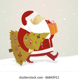 Santa Claus. Vector illustration for retro card