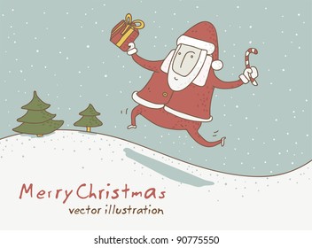 Santa Claus. Vector illustration for retro card