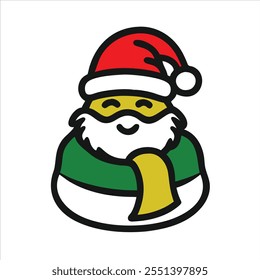 "Santa Claus vector illustration with scarf and hat, perfect for festive designs and holiday decor."







