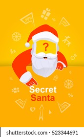 Santa Claus vector illustration. Secret santa banner.