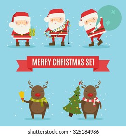 Santa Claus vector illustration set