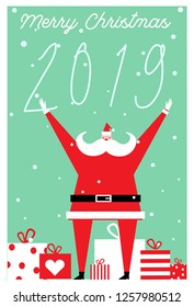  santa claus vector illustration in thin Minimal style.
