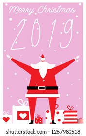  santa claus vector illustration in thin Minimal style.