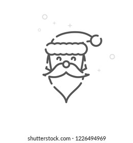 Santa Claus Vector Line Icon. New Year Celebrations Symbol, Pictogram, Sign. Light Abstract Geometric Background. Editable Stroke. Adjust Line Weight. Design with Pixel Perfection.